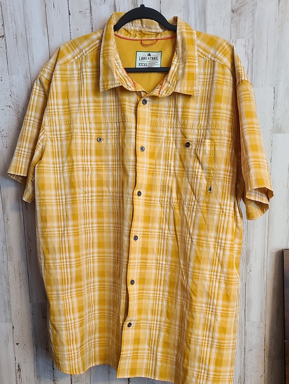 Lake & Trail Men's Yellow Plaid Short-Sleeve Button-Down Shirt